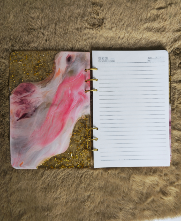 Handmade personalized resin diary with customized cover design, aesthetic journal for gifting, memory keeping, daily writing, and special occasion keepsake
