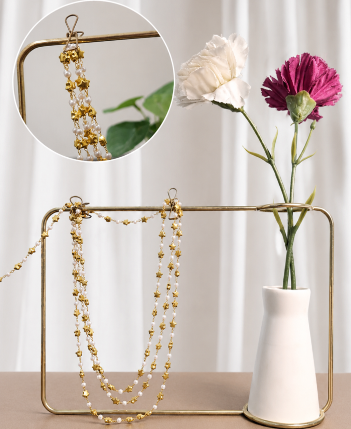 Decorative white pearl chain for resin art, wedding décor, and DIY crafts