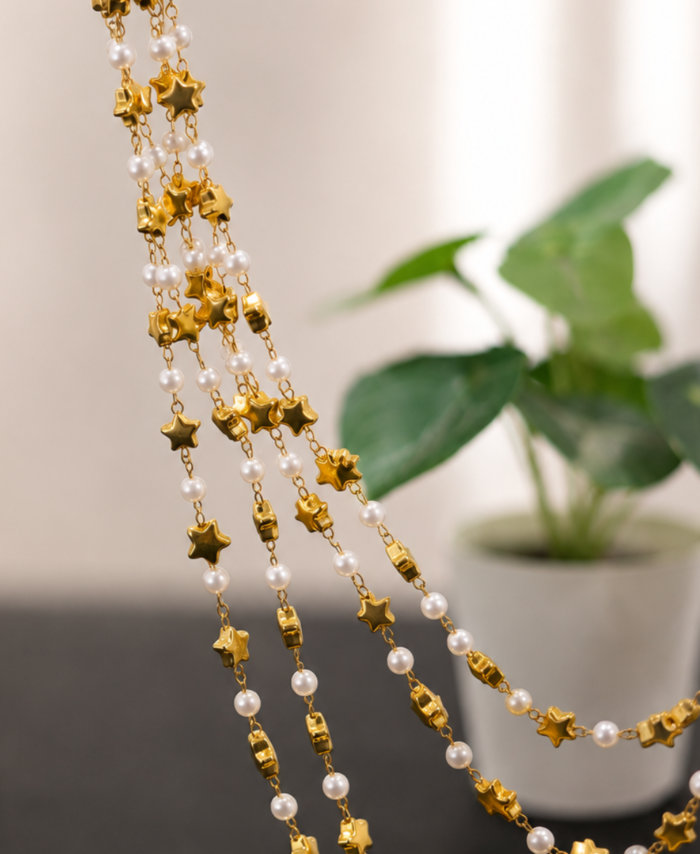 Decorative white pearl chain for resin art, wedding décor, and DIY crafts