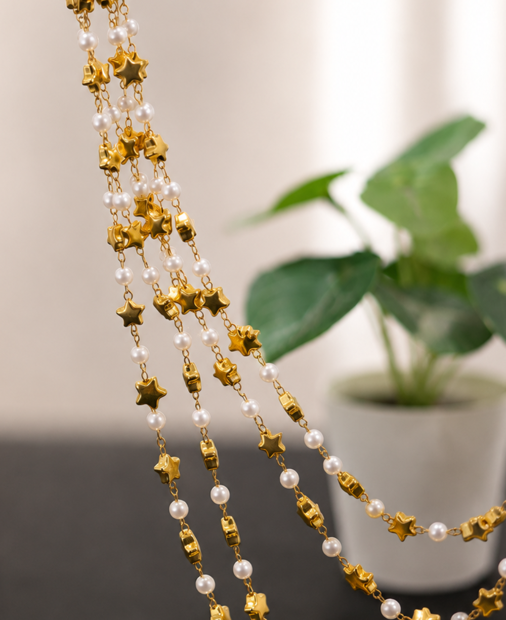 Decorative white pearl chain for resin art, wedding décor, and DIY crafts