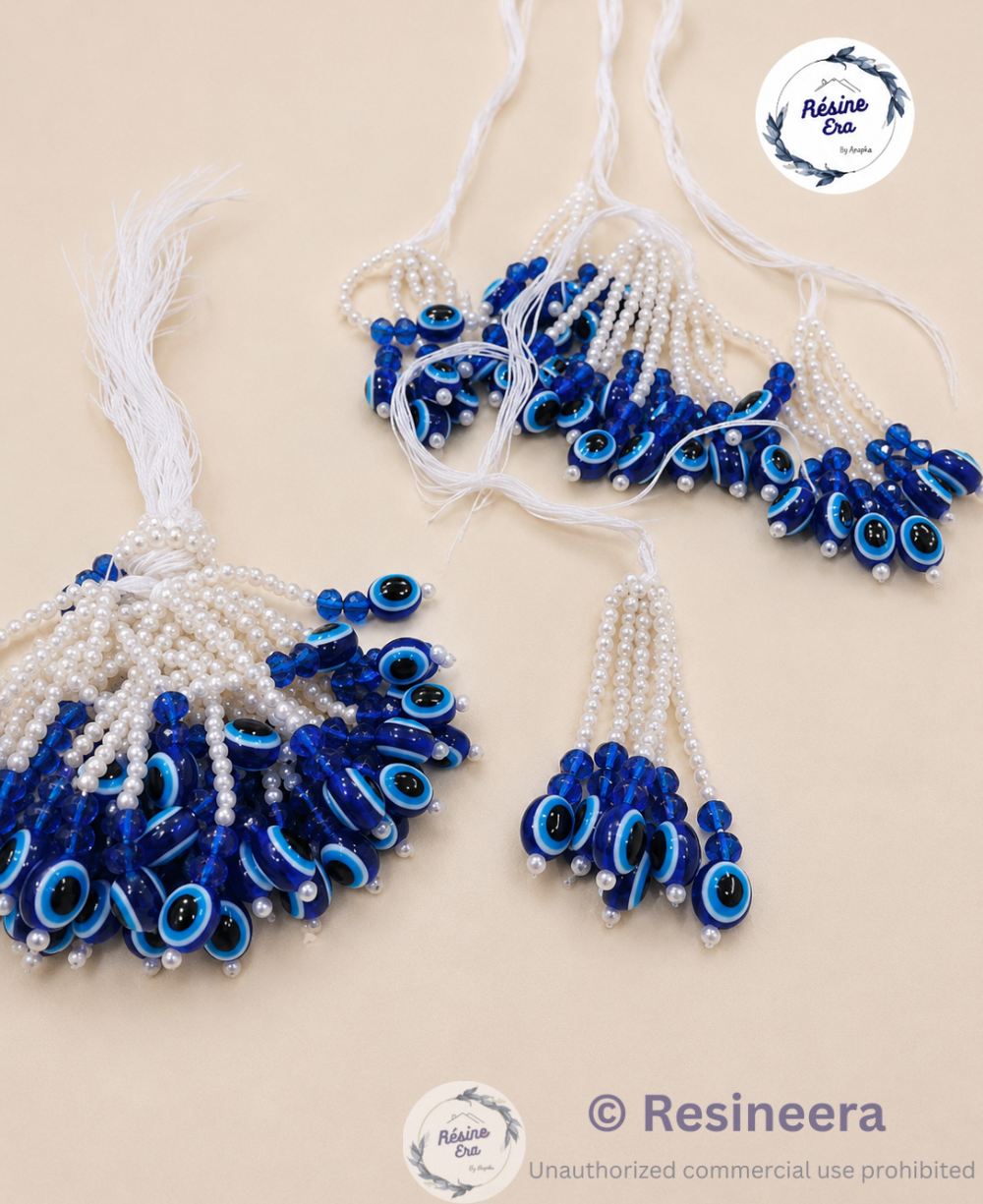 36 Blue evil eye latkan for jewellery making, rakhi making, and DIY craft projects