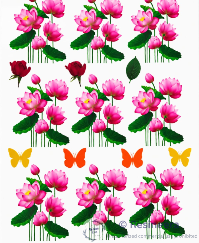 Premium UV DTF Lotus Sticker with detailed floral lotus design for glass, acrylic, metal, and craft decoration projects
