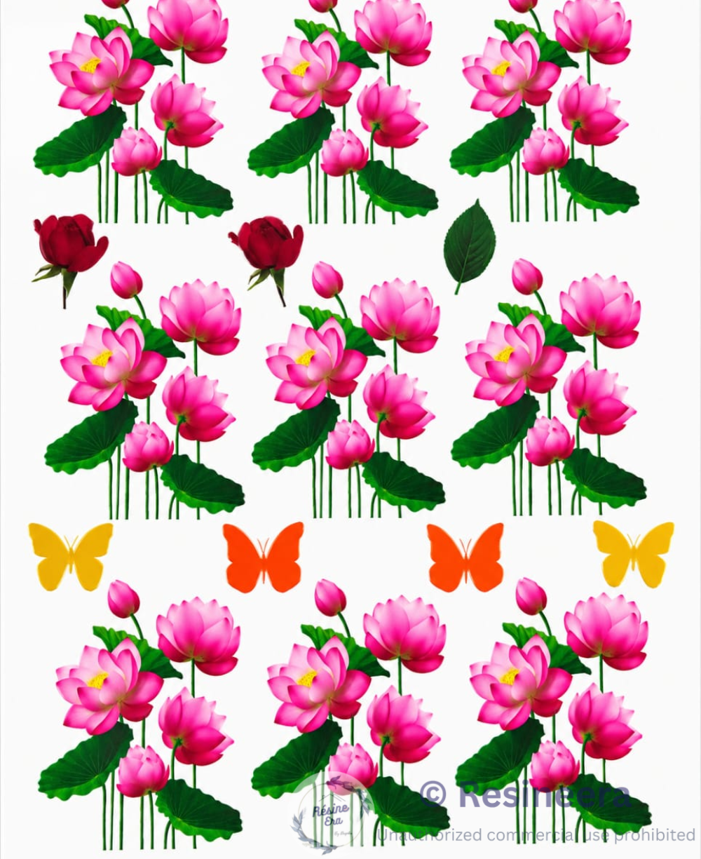 Lotus A Premium UV DTF Lotus Sticker with detailed floral lotus design for glass, acrylic, metal, and craft decoration projects