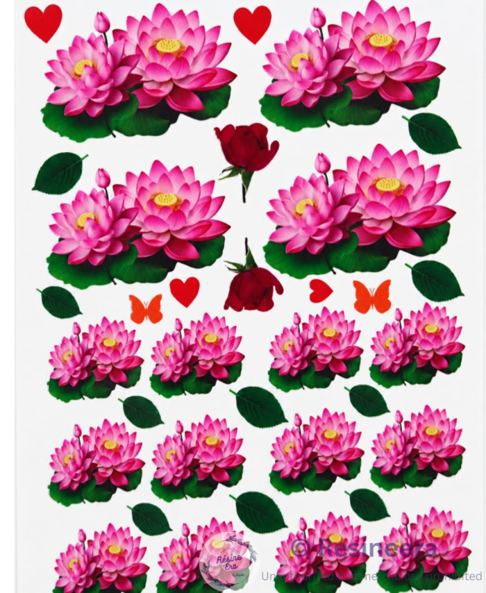 Premium UV DTF Lotus Sticker with detailed floral lotus design for glass, acrylic, metal, and craft decoration projects