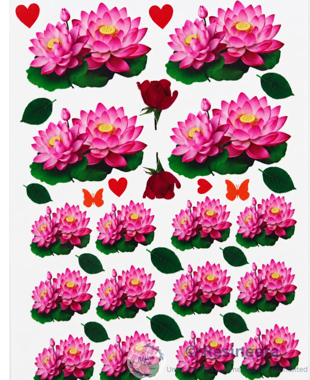 Lotus B Premium UV DTF Lotus Sticker with detailed floral lotus design for glass, acrylic, metal, and craft decoration projects