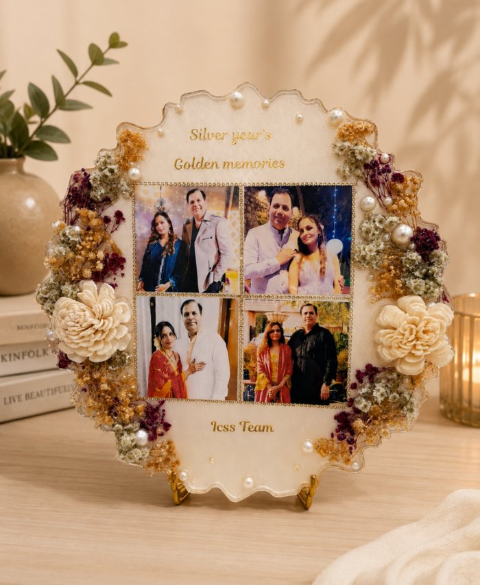 Flower Preservation Frame featuring preserved wedding garland flowers in a custom floral preservation display frame.