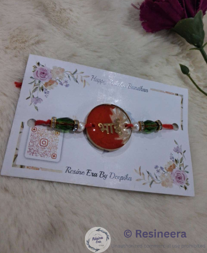 Green Red Resin Rakhi | Handmade Traditional Rakhi – Resineera
