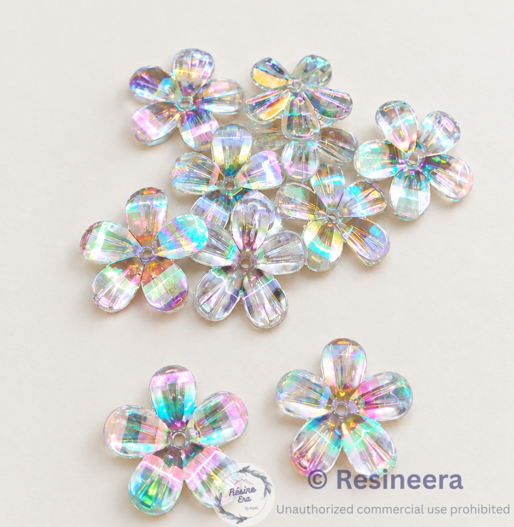 Holographic Daisy Flower Holographic daisy flower embellishments with colorful reflective finish