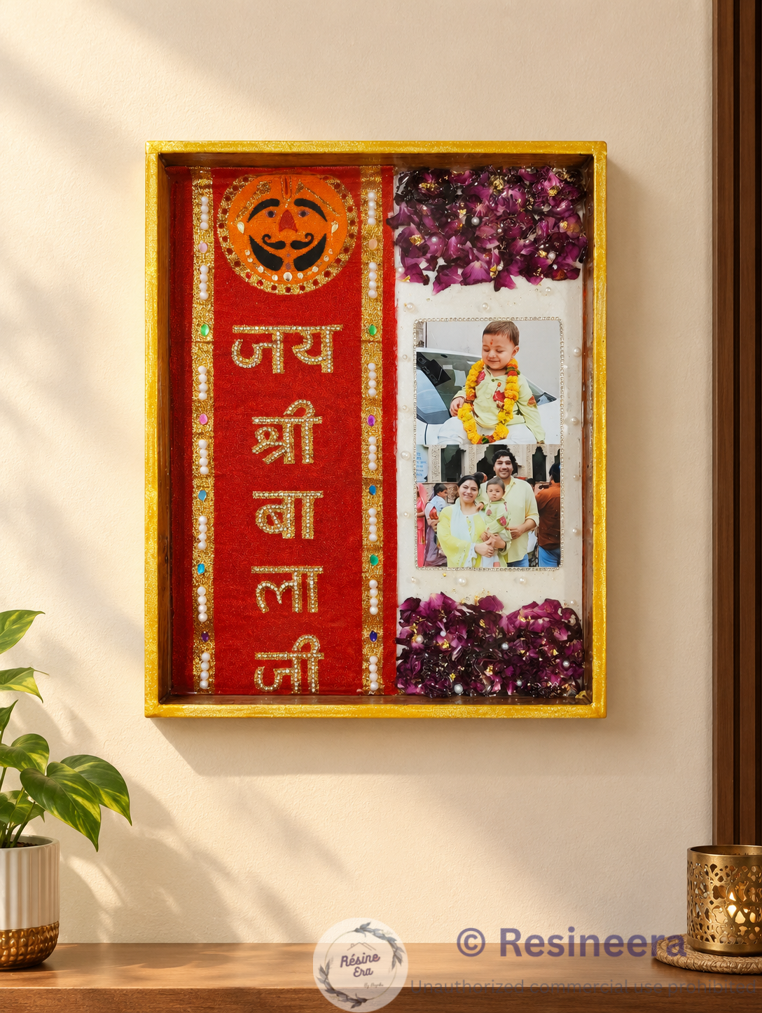 baby photo preservation baby photo preservation frame with family photos, preserved flowers, red and golden decorative design