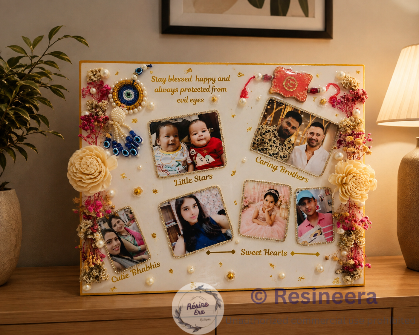 photo preservation Customized photo preservation frame with family pictures, dried flowers and pearl decorations