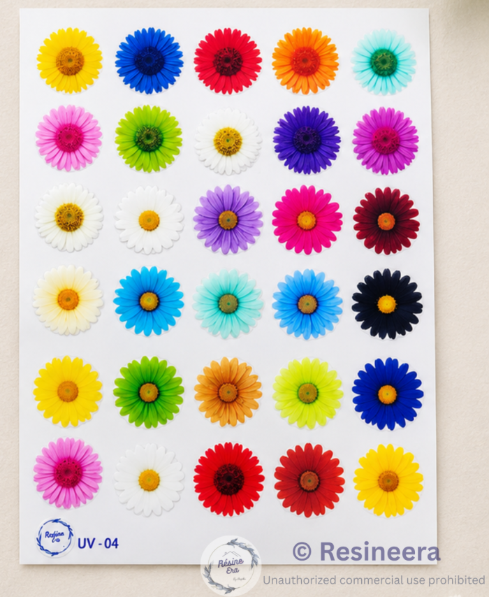 Daisy UV DTF sticker with vibrant decorative design for DIY crafts and personalization