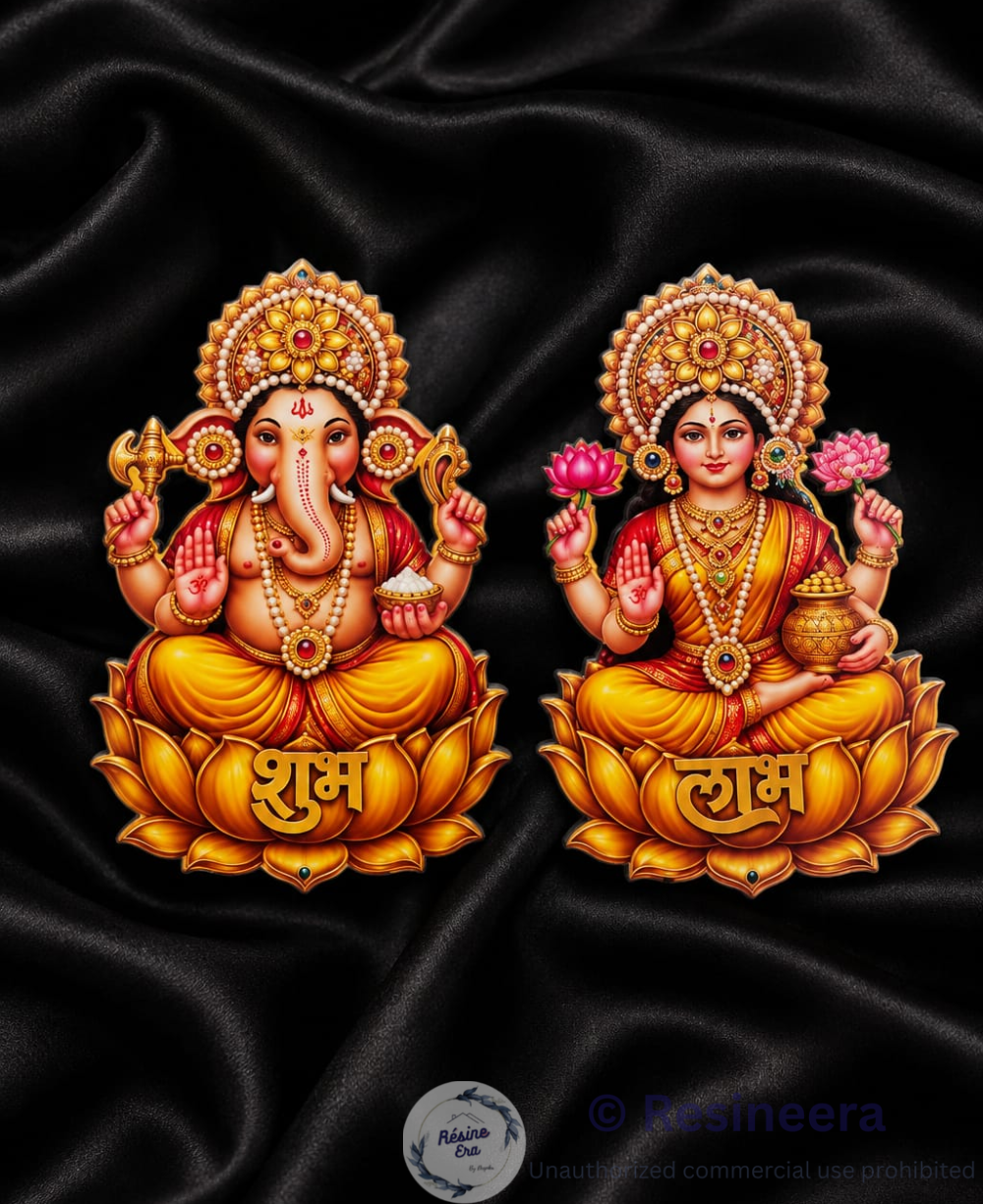 4 Laxmi Ganesh decorative cutout for resin art, pooja frames, and DIY craft projects
